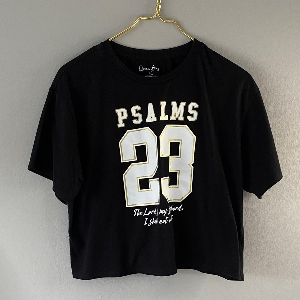 Black Short Sleeve Tee with White Print